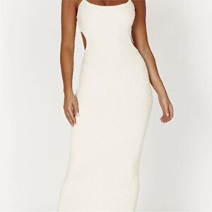 Meshki Halter Knit Midi Dress, Cream